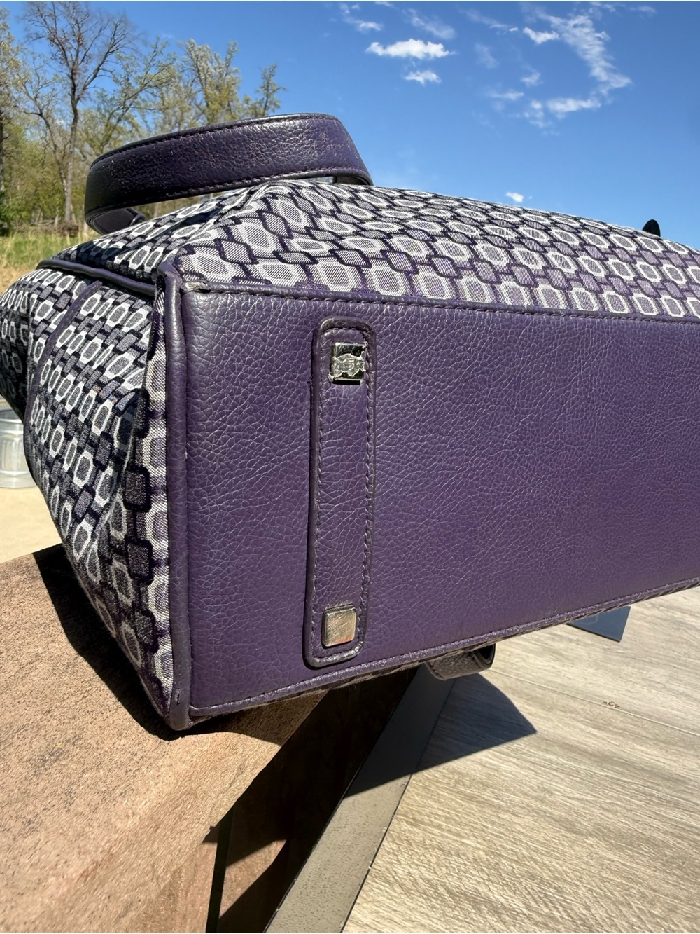 EUC Nine West Purple Geometric Shapes Large Daily Big Vintage Tote - Picture 10 of 13